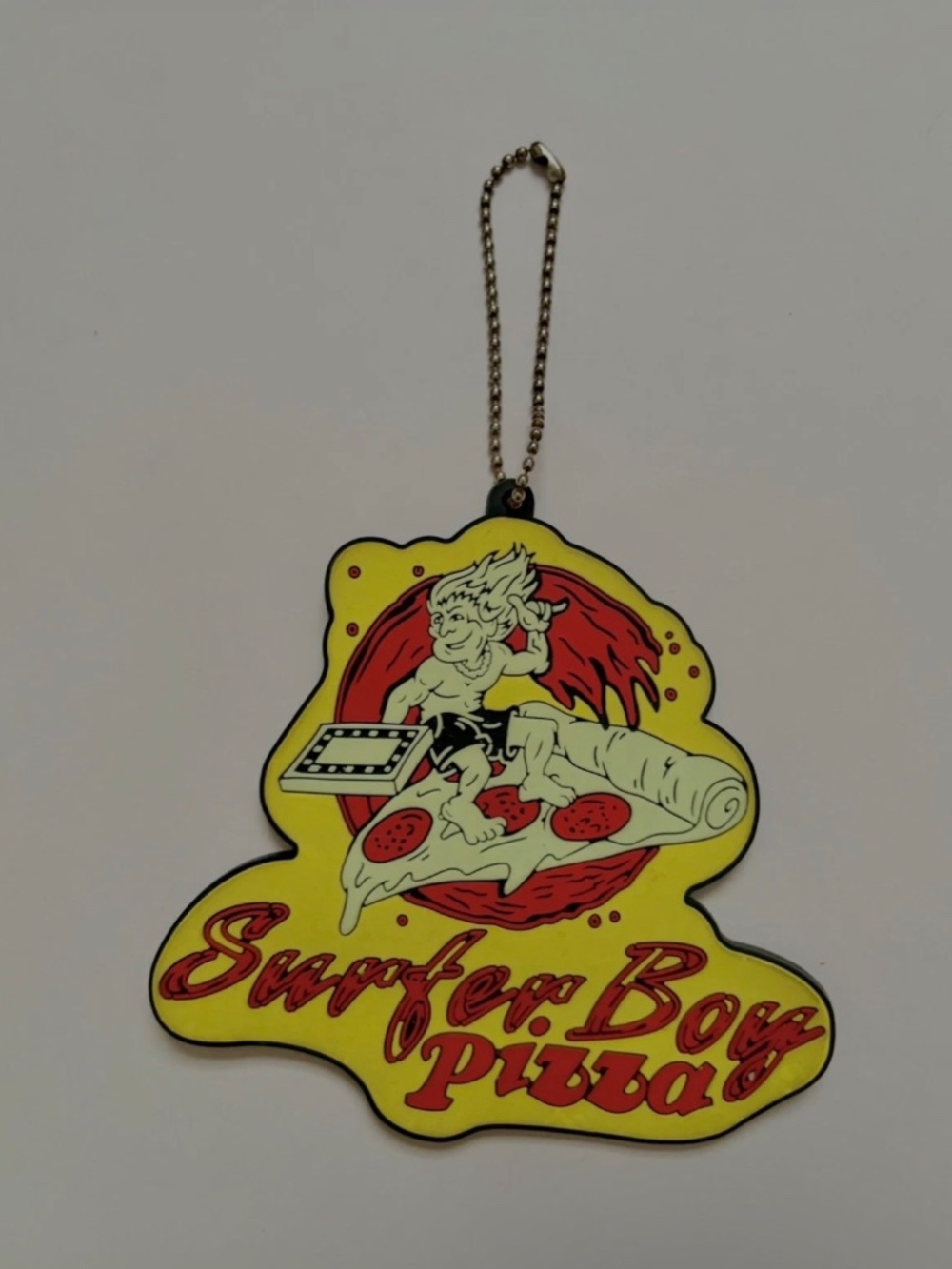 Stranger Things Surfer Boy Pizza Rubber Keychain Keyring Japan Netflix Rare